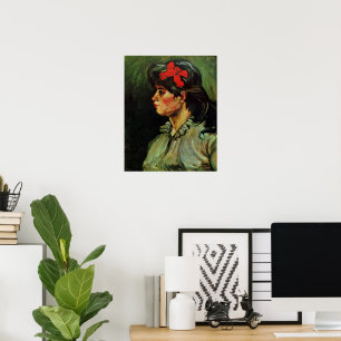 Frau mit rotem Band Portrait von Vincent van Gogh Poster