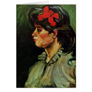 Frau mit rotem Band Porträt von Vincent van Gogh