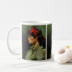 Frau mit rotem Band Porträt von Vincent van Gogh Kaffeetasse