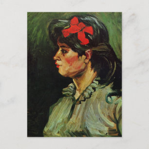 Frau mit rotem Band Porträt von Vincent van Gogh Postkarte