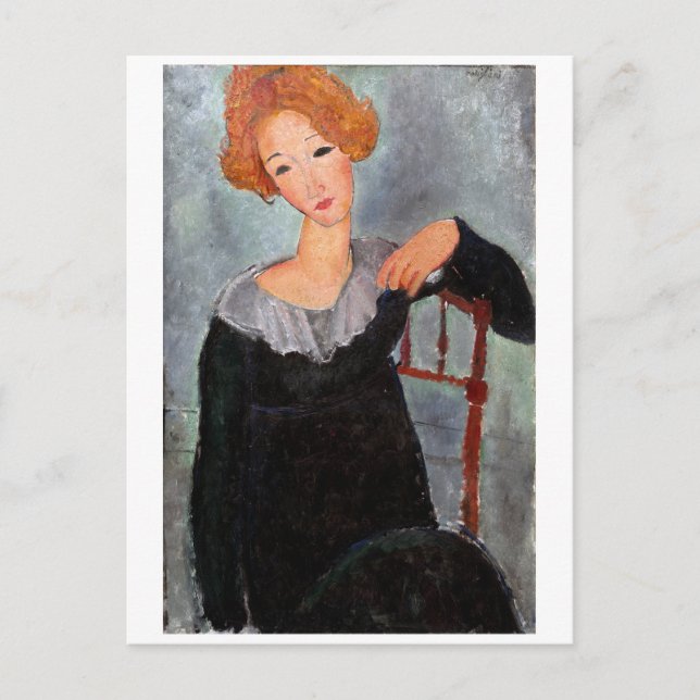 Frau mit Rotem Haar, Modigliani Postkarte (Vorderseite)