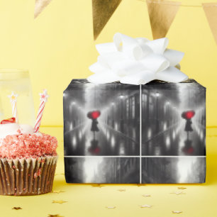 Frau mit rotem Regenschirm Geschenkpapier