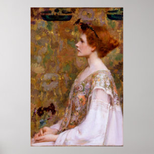 Frau mit roten Haaren von Albert Herter Poster