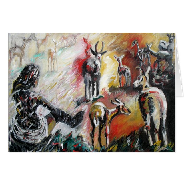 Frau mit Rotwild-Karte (Vorderseite (Horizontal))