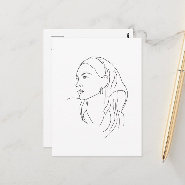 Frau mit Scarf Postkarte (Vorderseite/Rückseite Beispiel)