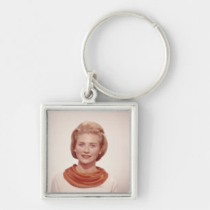 Frau mit Schal Schlüsselanhänger