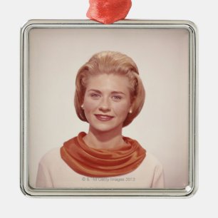 Frau mit Schal Silbernes Ornament