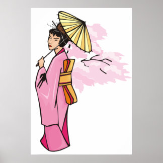 Frau mit Schirm Poster