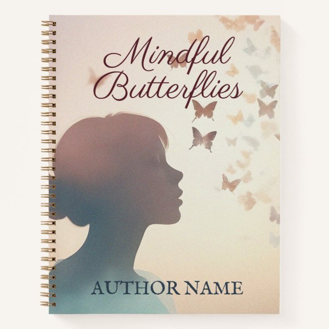 Frau mit Schmetterlingen Buchdecker Notebook Notizbuch (Vorderseite)