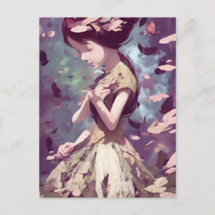 Frau mit Schmetterlingen Postkarte