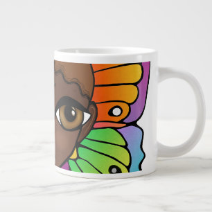 Frau mit Schmetterlingswings hell und farbenfroh Jumbo-Tasse