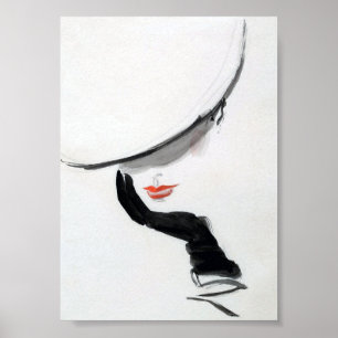 Frau mit schwarzem Handschuh minimalistische Vinta Poster