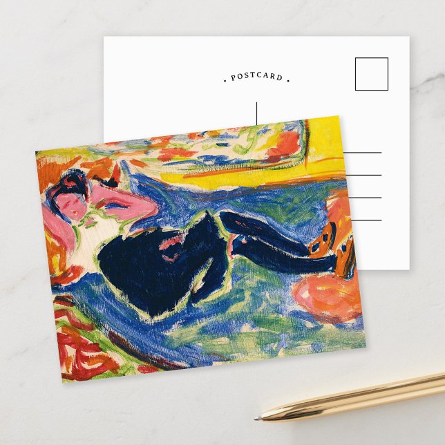 Frau mit schwarzen Strümpfen | Ernst Ludwig Kirchn Postkarte (Von Creator hochgeladen)