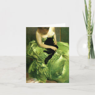 Frau mit schwarzer Katze Karte