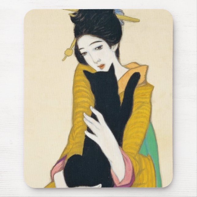 Frau mit schwarzer Katze, Yumeji Takehisa Mousepad (Vorne)