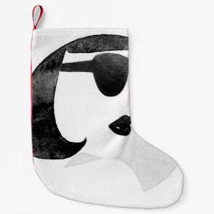 Frau mit schwarzer Sonnenbrille. Mode-Illustration Kleiner Weihnachtsstrumpf