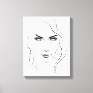 Frau mit seltsamen violetten Augen Minimalistische Leinwanddruck