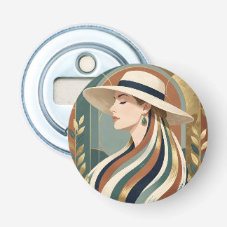 Frau mit Sonnenhut Art Deco Flaschenöffner