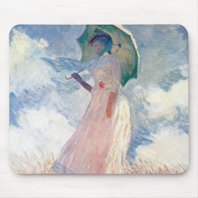 Frau mit Sonnenschirm, Claude Monet, 1886 Mousepad (Vorne)