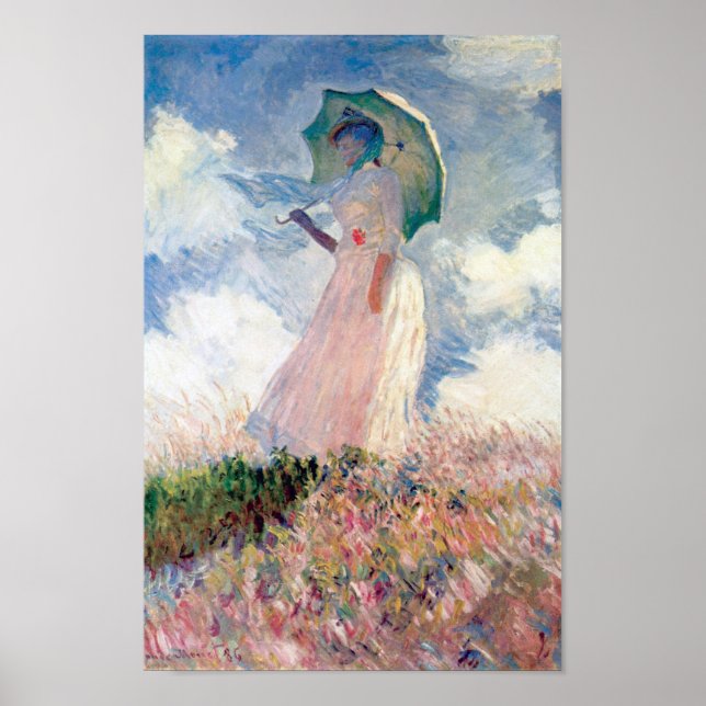 Frau mit Sonnenschirm, Claude Monet, 1886 Poster (Vorne)