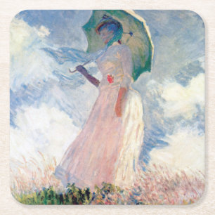 Frau mit Sonnenschirm, Claude Monet, 1886 Rechteckiger Pappuntersetzer