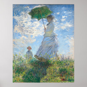 Frau mit Sonnenschirm - Claude Monet Kunst Poster