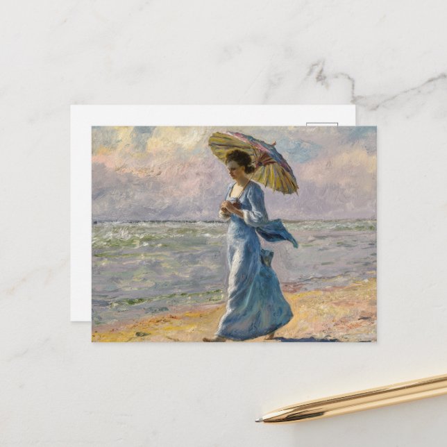 Frau mit Sonnenschirm, Claude Monet Postkarte (Vorderseite/Rückseite Beispiel)