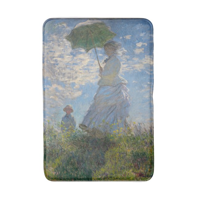 Frau mit Sonnenschirm | Französische Landschaft Badematte (Vorderseite Vertikal)