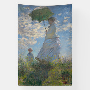 Frau mit Sonnenschirm   Französische Landschaft Banner