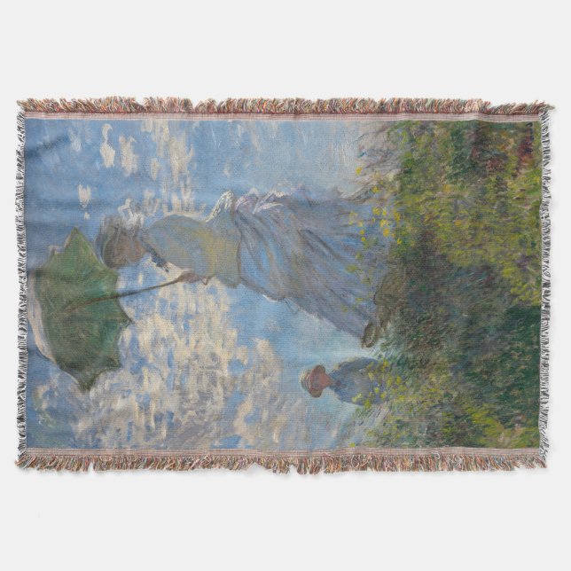 Frau mit Sonnenschirm | Französische Landschaft Decke (Vorderseite)