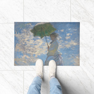 Frau mit Sonnenschirm Französische Landschaft Fußmatte