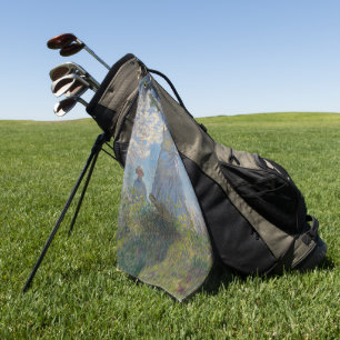 Frau mit Sonnenschirm Französische Landschaft Golfhandtuch