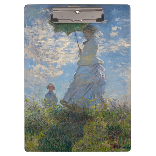 Frau mit Sonnenschirm | Französische Landschaft Klemmbrett (Vorderseite)