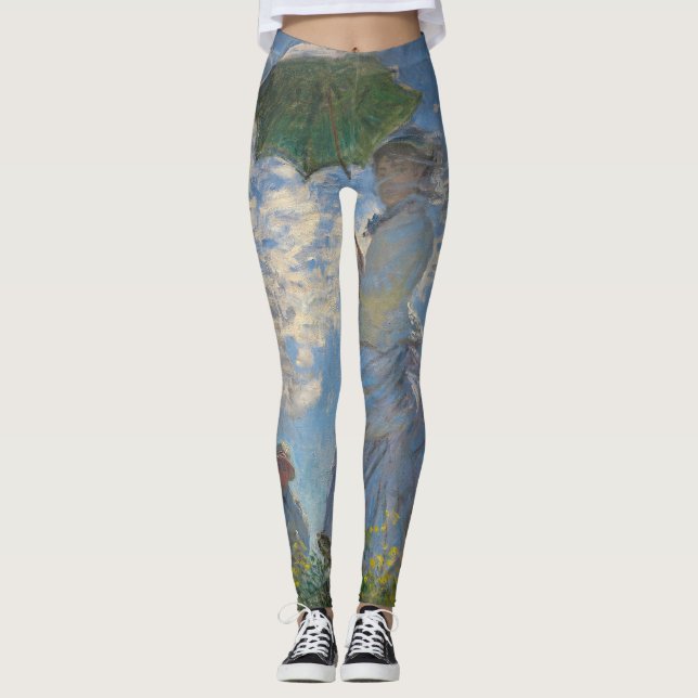 Frau mit Sonnenschirm | Französische Landschaft Leggings (Vorderseite)