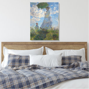 Frau mit Sonnenschirm Französische Landschaft Leinwanddruck