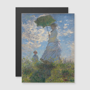 Frau mit Sonnenschirm   Französische Landschaft Magnetkarte