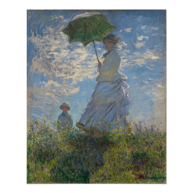 Frau mit Sonnenschirm - Frau Monet und ihr Sohn Poster (Vorderseite)