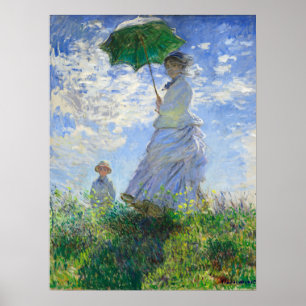 Frau mit Sonnenschirm, Frau Monet und ihr Sohn Poster