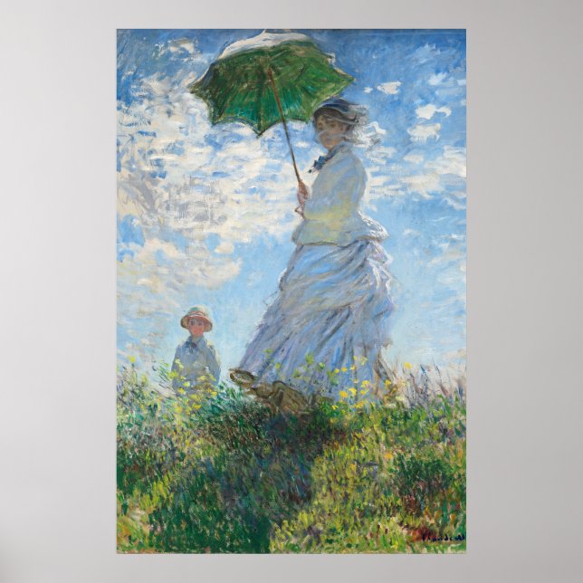 Frau mit Sonnenschirm, Frau Monet und ihr Sohn Poster (Vorne)