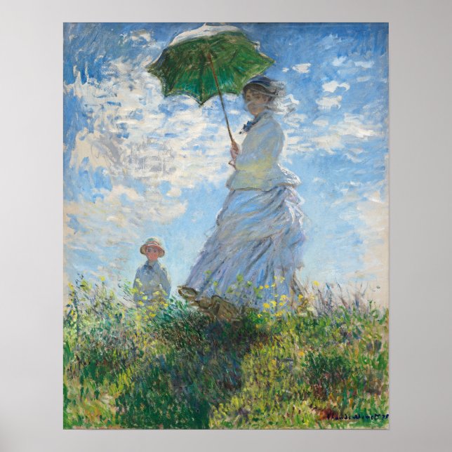 Frau mit Sonnenschirm, Frau Monet und ihr Sohn Poster (Vorne)