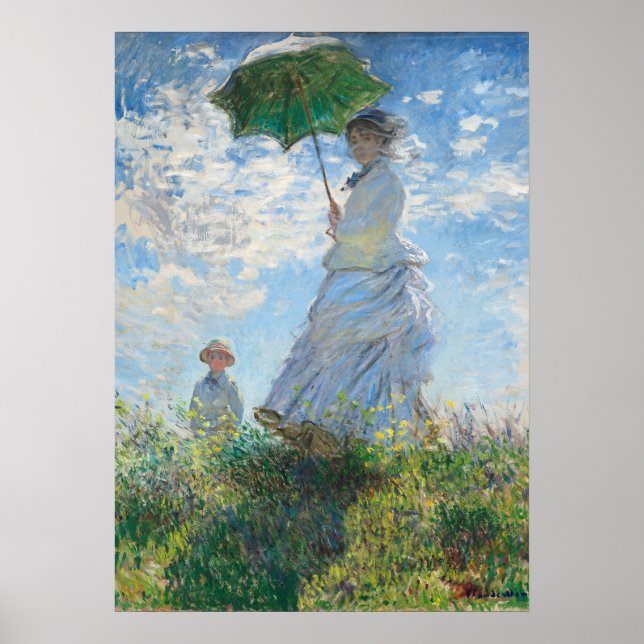 Frau mit Sonnenschirm, Frau Monet und ihr Sohn Poster (Vorne)