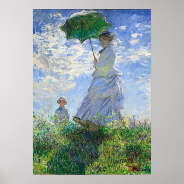 Frau mit Sonnenschirm, Frau Monet und ihr Sohn Poster (Vorne)
