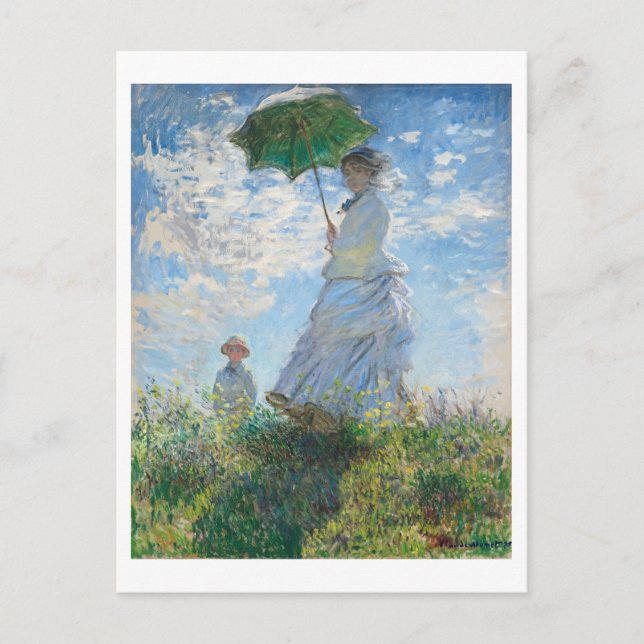 Frau mit Sonnenschirm, Frau Monet und ihr Sohn Postkarte (Vorderseite)