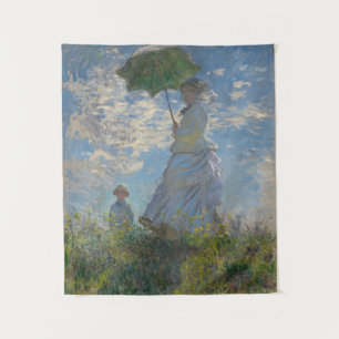 Frau mit Sonnenschirm - Frau Monet und ihr Sohn Wandteppich
