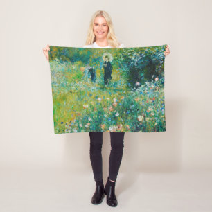 Frau mit Sonnenschirm, Garten, Renoir Fleecedecke