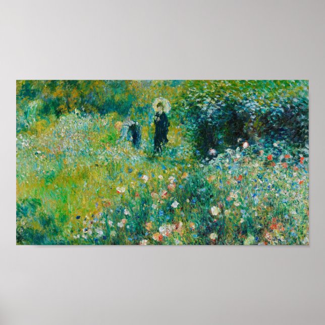Frau mit Sonnenschirm, Garten, Renoir Poster (Vorne)