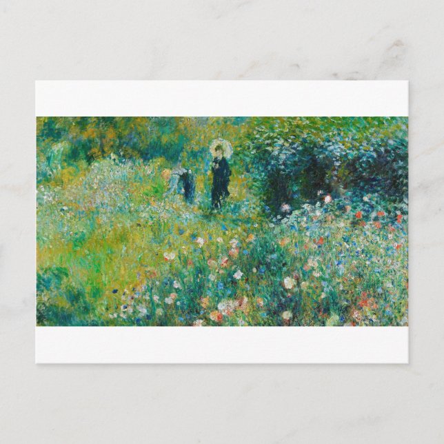 Frau mit Sonnenschirm, Garten, Renoir Postkarte (Vorderseite)