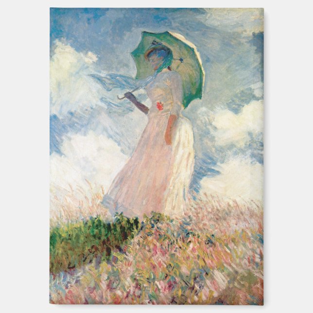 Frau mit Sonnenschirm Gemälde von Claude Monet Magnet (Vorderseite)