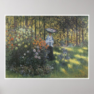 Frau mit Sonnenschirm im Garten im Argenteuil Poster