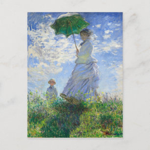 Frau mit Sonnenschirm, Madame Monet und ihr Sohn Postkarte
